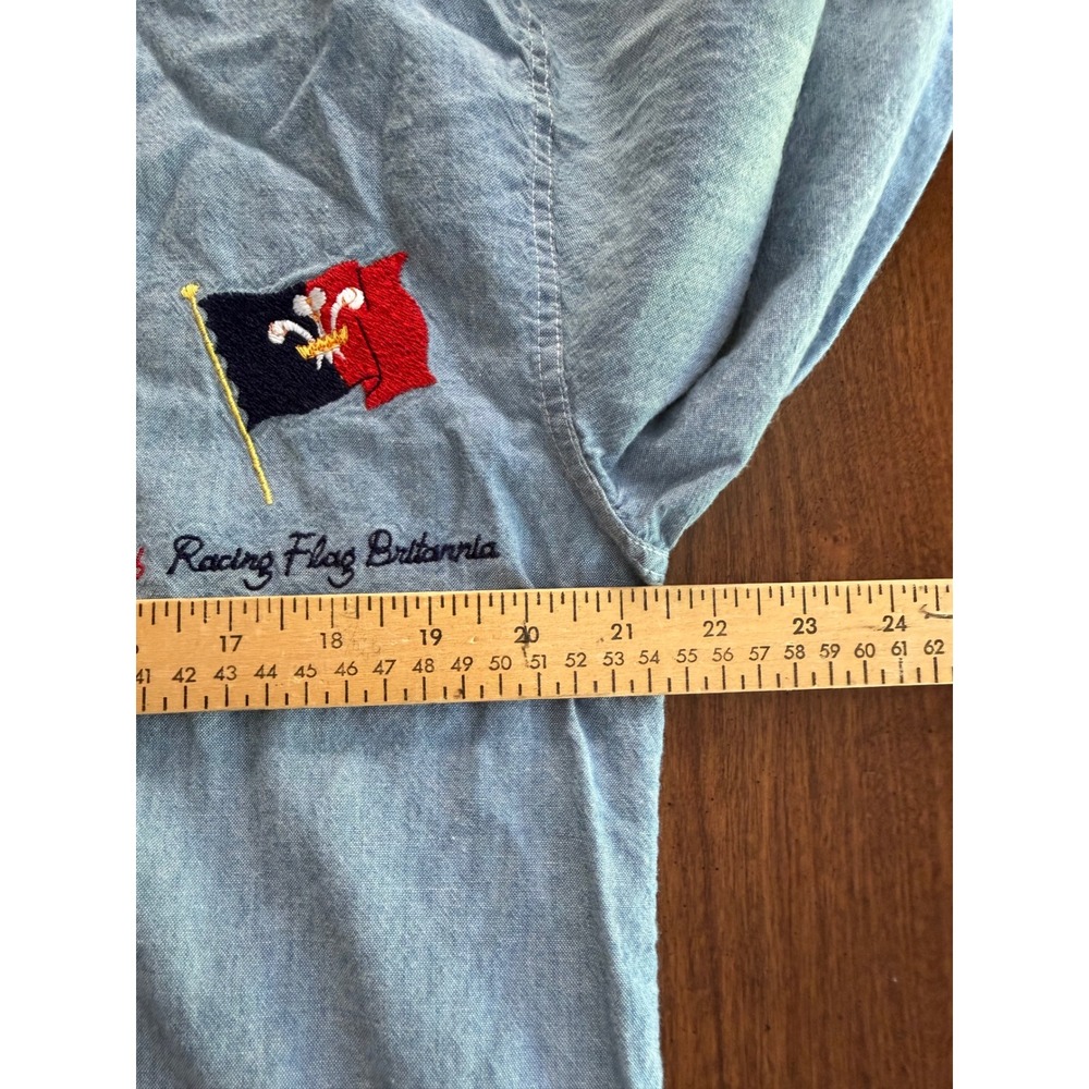 Vintage Coastline Button Down Womens Blue Embroidered Nautical Chambray Medium - Picture 7 of 8